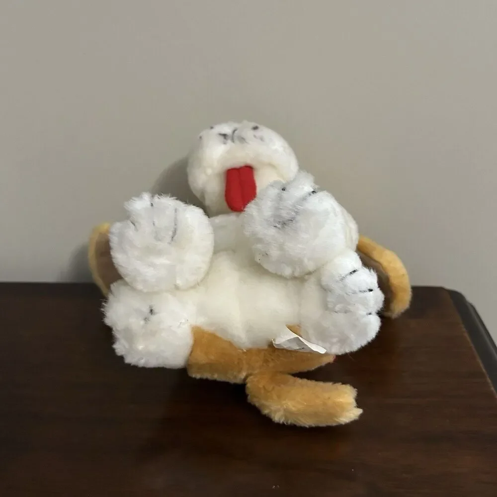 Art's Toy Dog Plush Brown White Basset Hound Red Tongue Stuffed Animal VTG 6